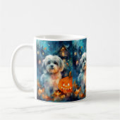 Halloween Havanese met pompoenen eng Koffiemok (Links)