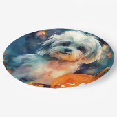 Halloween Havanese met pompoenen eng Papieren Bordje (Gekanteld)