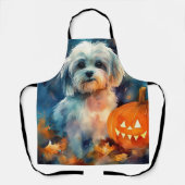 Halloween Havanese met pompoenen eng Schort (Voorkant)