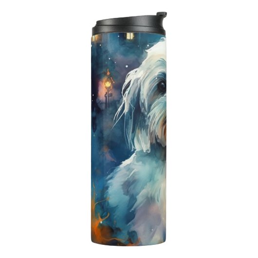 Halloween Havanese met pompoenen eng Thermosbeker (Gedraaid links)