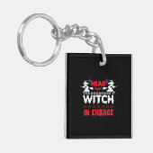Halloween Head Witch in Charge Birthday Sleutelhanger (Voorkant Links)