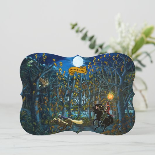 Halloween Headless Horseman Party Uitnodigingen (Staand voorkant)