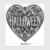 Halloween Heart, Black Heart Shape, Holiday Sticker (Vel)