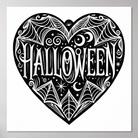 Halloween Heart, Black Heart Shape, Vakantie Folie Afdrukken (Voorkant)