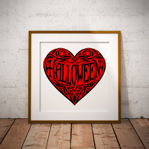 Halloween Heart, Black Heart, Vakantie Folie Afdrukken