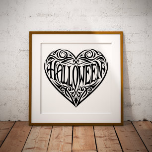Halloween Heart, Black Heart, Vakantie Folie Afdrukken