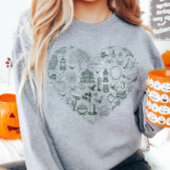 Halloween Heart Green Spooky Doodles Sweatshirt