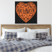 Halloween Heart, Orange Heart Shape, Holiday Canvas Afdruk (Insitu (Slaapkamer))