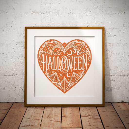 Halloween Heart, Orange Heart Shape, Holiday Foto Afdruk