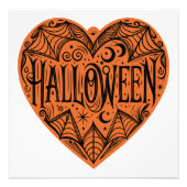 Halloween Heart, Orange Heart Shape, Holiday Foto Afdruk (Voorkant)