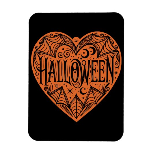 Halloween Heart, Orange Heart Shape, Holiday Magneet (Verticaal)