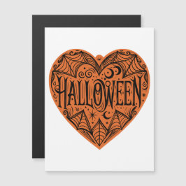 Halloween Heart, Orange Heart Shape, Holiday Magnetische Uitnodiging