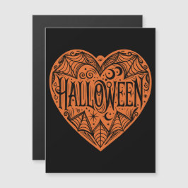 Halloween Heart, Orange Heart Shape, Holiday Magnetische Uitnodiging