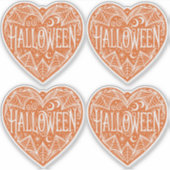 Halloween Heart, Orange Heart Shape, Holiday Sticker (Voorkant)