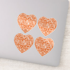 Halloween Heart, Orange Heart Shape, Holiday Sticker