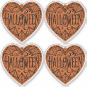Halloween Heart, Orange Heart Shape, Holiday Sticker (Voorkant)