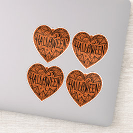 Halloween Heart, Orange Heart Shape, Holiday Sticker