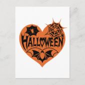 Halloween Heart, Orange Heart Shape, Spider Web Briefkaart (Voorkant)