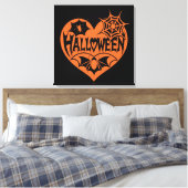 Halloween Heart, Orange Heart Shape, Spider Web Canvas Afdruk (Insitu (Slaapkamer))