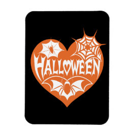 Halloween Heart, Orange Heart Shape, Spider Web Magneet