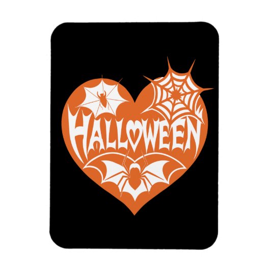 Halloween Heart, Orange Heart Shape, Spider Web Magneet (Verticaal)