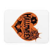 Halloween Heart, Orange Heart Shape, Spider Web Magneet (Horizontaal)