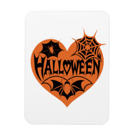 Halloween Heart, Orange Heart Shape, Spider Web Magneet