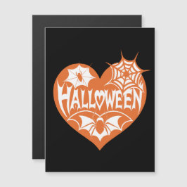 Halloween Heart, Orange Heart Shape, Spider Web Magnetische Uitnodiging