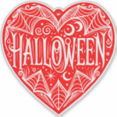 Halloween Heart, Red Heart Shape, Holiday Sticker (Voorkant)