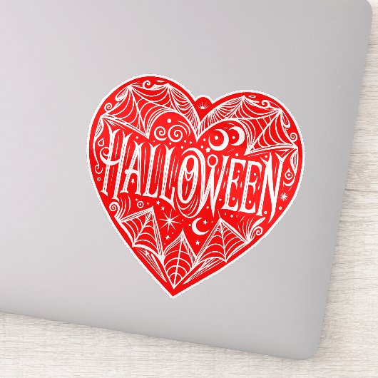 Halloween Heart, Red Heart Shape, Holiday Sticker (Detail)