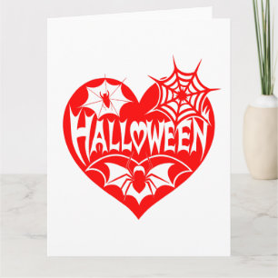 Halloween Heart, Red Heart Shape, Spider Web Kaart