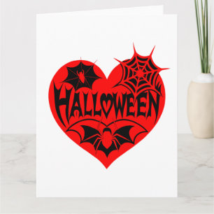 Halloween Heart, Red Heart Shape, Spider Web Kaart