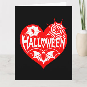 Halloween Heart, Red Heart Shape, Spider Web Kaart