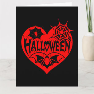 Halloween Heart, Red Heart Shape, Spider Web Kaart