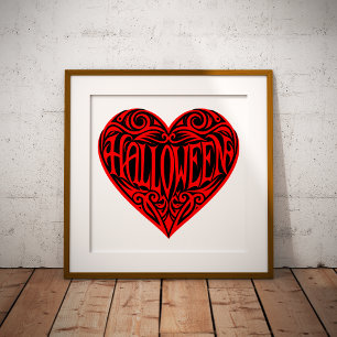 Halloween Heart, Rode Hart, Vakantie Folie Afdrukken
