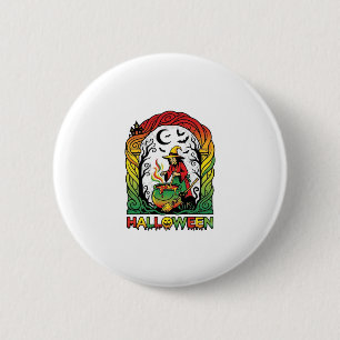 Halloween Hek Ketel Brouwend Zwarte Kat Spookachti Ronde Button 5,7 Cm