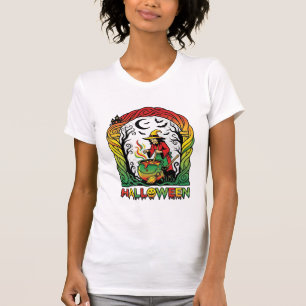 Halloween Hek Ketel Brouwend Zwarte Kat Spookachti T-shirt