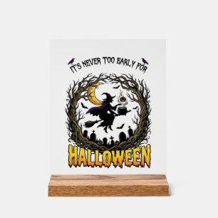 Halloween Hek Ketel Maan Begraafplaats Kromme Boom Acryl Bord
