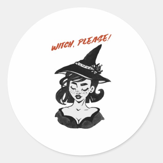 Halloween, heks, alsjeblieft. ronde sticker (Voorkant)
