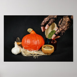 Halloween heks bereidt een drankje poster