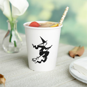 Halloween heks black and white spooky papieren bekers