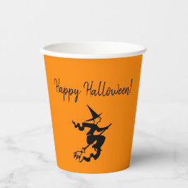 Halloween Heks Broom Sinaasappel Zwart Papier cup Papieren Bekers