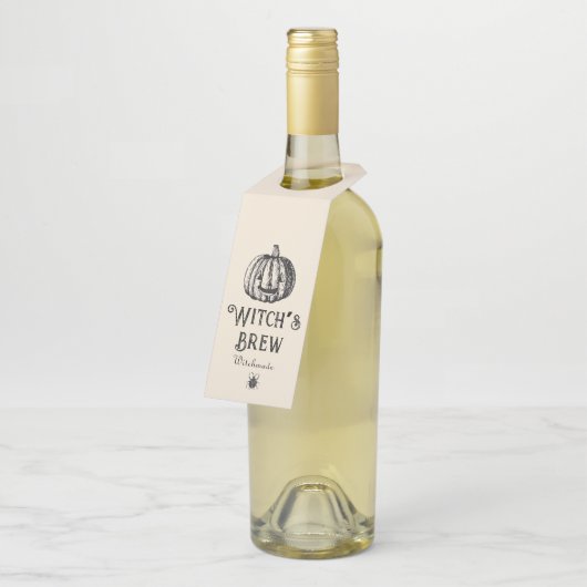 Halloween Heks Brouwfles pompoen Flessenhanger (Schuin)