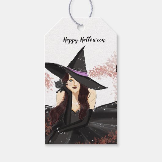 Halloween, heks cadeaulabel (Voorkant)