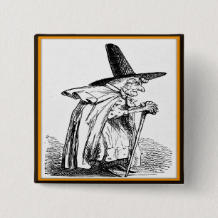  Halloween-heks die loopt met Cane Button