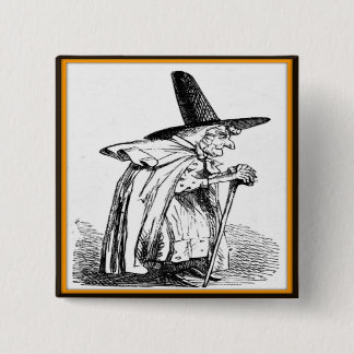 Halloween-heks die loopt met Cane Button
