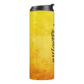 Halloween heks die op een broomstick vliegt thermosbeker (Gedraaid links)