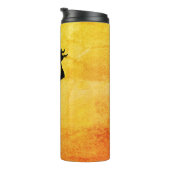 Halloween heks die op een broomstick vliegt thermosbeker (Geroteerd rechts)