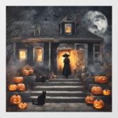 Halloween Heks en Haunted House Raamsticker (Vel)
