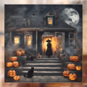 Halloween Heks en Haunted House Raamsticker (Vel 2)